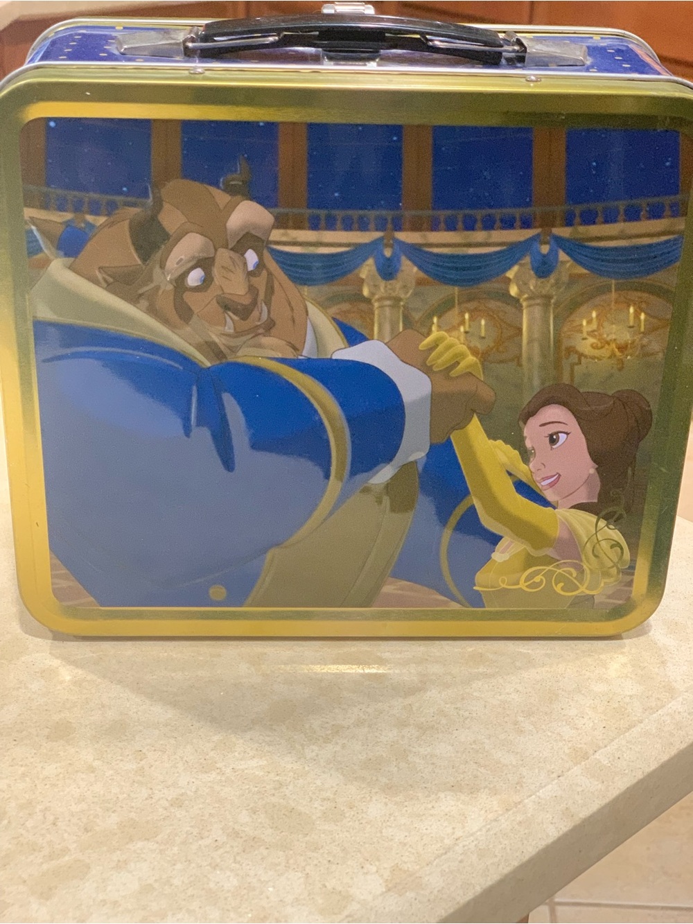 Disney Beauty and the Beast Blue & Yellow Metal Lunch Tin